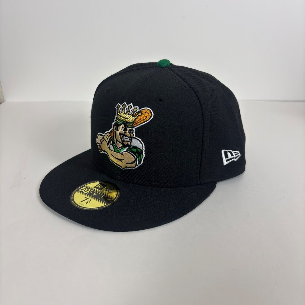 New Era 59FIFTY Fitted Hat Mens 7 3/4 Black MiLB Clinton LumberKings Cap NEW